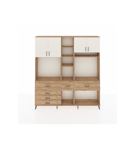 Arges Dolap 11 Raflı 6 Çekmeceli 4 Kapaklı 220x30x243 Çam-Aytaşı/Çam
