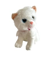 Sesli Ayakta Miyavlayan 25 cm Peluş Kedi Oyuncak (Beyaz)