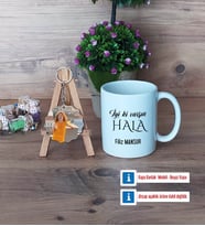 Halaya Hediye Kupa Bardak Beyaz ve Fotoğraflı Ahşap Anahtarlık Hediye (Model 1)