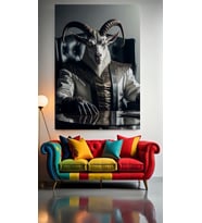 SİNİRLİ KEÇİ V1 Ev Duvar Salon Güzellik Salonu Ofis Dükkan Dekarasyon Kanvas Tablo (Çok Renkli)