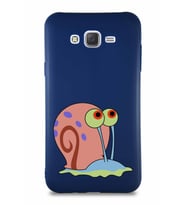 Samsung Galaxy J7 Soft Premier Kapak Salyangoz Gary Tasarımlı Silikon Kılıf - Lacivert (Şeffaf)
