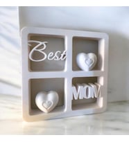 Best MOM Kalpli Dekoratif Masa Çerçevesi - Anneler Günü (Pamuk Beyaz)