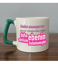 Kadın Susuyorsa Baskılı Kadınlar Günü Yeşil Kulplu D Kupa