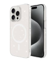 Apple iPhone 15 Pro Uyumlu Kılıf Zore Magsafe Şarj Özellikli Simli Şeffaf Arka Yüzey Erdos Silikon Kapak (Renksiz)