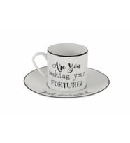 Porland Be Happy Tabaklı Kahve Fincanı 90cc 04A+P020403 (Beyaz)