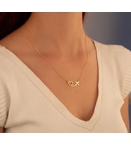 Kişiye Özel 925 Ayar Gümüş Minimal Uçak ve Kalp Kolye (Gold)