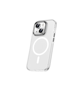 Apple iPhone 15 Uyumlu Kılıf Airbagli M-safe Wireless Şarj Özellikli Lens Koruyuculu Zore Klaptika Kapak (Renksiz)