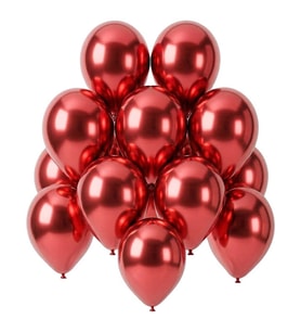 Kırmızı Renk Lateks krom Balon (30 cm) - 12 Adet