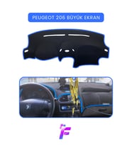 PEUGEOT 206 Büyük Ekran Uyumlu Torpido Örtüsü Güneşten Korur Kolay Montaj Tam Uyum T77