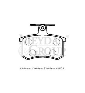 AUDI A4- 95/99; ARKA FREN BALATASI 1,8/1,9/2,0/2,3/2,4/2,6 (KABLOSUZ)(DİSK) (86,8X66,6X16,5)(BRAMAX)