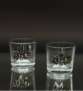 Tavus Kuşu Figürlü Cam Kahve Yanı & Meşrubat Bardağı – 190 ml (2’li Set)