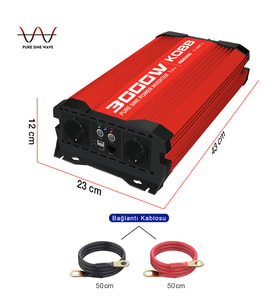 KOBB KBN3000 12V/220V 3000Watt Tam Sinüs Dönüştürücü İnvertör