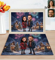 BK Gift Kişiye Özel Sevgili Yılbaşı Karikatür Tasarımlı 1000 Parça Profesyonel Puzzle-9, 1000 Puzzle, Yeni Yıl Hediyesi, Yılbaşı Hediyesi