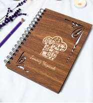 Kişiye Özel Tarif Temalı Ahşap Kapaklı Defter - Ajanda - İsme Özel - A5 60 Yaprak (120 SAYFA) Hediyelik (Gümüş)