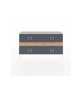 Arges Konsol 5 Raflı 3 Çekmeceli 8 Kapaklı 176x30x99 Aytaşı-Antrasit/Çam