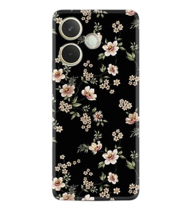 Oppo A5 Pro 5G Kılıf Boutique Baskılı Resimli Siyah Fon Çiçek Pcode -045