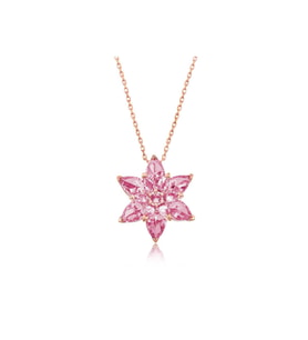 Gümüş Rose Pembe Lotus Çiçeği Kolye CSR2180728