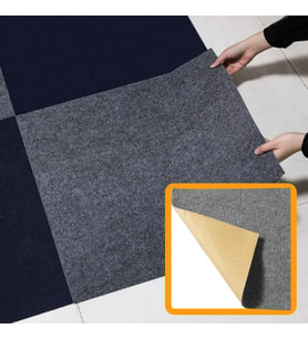 BEYLİNİ Kendinden Yapışkanlı Halıfleks Keçe Kaymaz Ev Tekne Ofis Yat Denizlicik Marina Karo Halısı 50x50 cm (Gri)