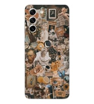 Samsung Galaxy S22 Uyumlu Aesthetic Sanatsal Kolaj Desenli Şeffaf Telefon Kılıfı