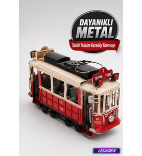 Dekoratif Metal Taksim Tramvayı Retro Nostaljik Biblo El Yapımı Ev Ofis Masa Üstü Hediyelik 1104CS-097