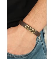 Eskitme Metal Şık Aksesuarlı Kahverengi Deri Erkek Bileklik