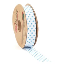 Biyelli Mavi Puantiyeli Pamuk ( Koton ) Biye 2 cm - 25 m B01 (Kırmızı)
