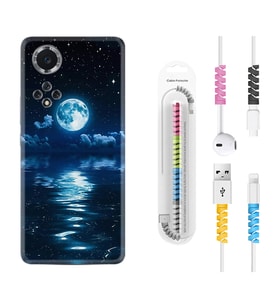 Huawei Nova Y70 Y90 Nova 9 SE  Kılıf Kablo Koruma Spiral Silikon Night Moon 1133