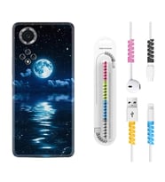 Huawei Nova Y70 Y90 Nova 9 SE  Kılıf Kablo Koruma Spiral Silikon Night Moon 1133
