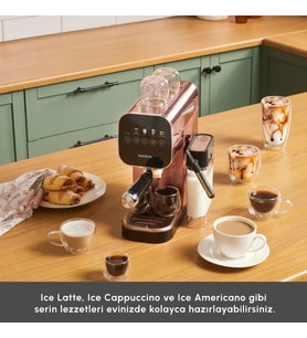Karaca MyCaffe Barista S20 Entegre Süt Hazneli Otomatik Espresso ve Latte Makinesi Copper 900 ml 1360W