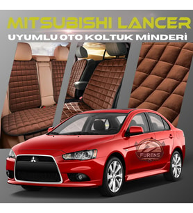 Mitsubishi Lancer Kahverengi Renk Tay Tüyü Cepli & Terletmez Sırtlı Oto Koltuk Minder Seti - Koltuk Koruma Kılıfı (ÖN & ARKA TAM SET)