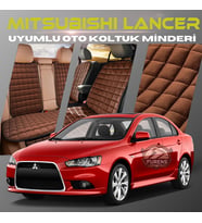 Mitsubishi Lancer Kahverengi Renk Tay Tüyü Cepli & Terletmez Sırtlı Oto Koltuk Minder Seti - Koltuk Koruma Kılıfı (ÖN & ARKA TAM SET)