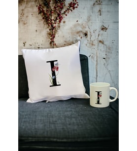 I Harfi Kupa Bardak ve Yastık Set (Beyaz)