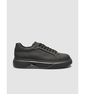 %100 Nubuk Deri Siyah Erkek Sneaker