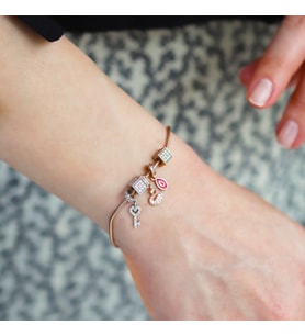 Pndr Charmlı Rose Gold Kaplama Gümüş Bileklik