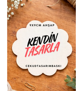 Ahşap Çiçek Formlu Bardak Altlığı 9x9 cm – Kendin Tasarla Kişiye Özel