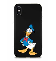 Apple iPhone XS Soft Premier Kapak Donald Duck-C Tasarımlı Silikon Kılıf - Siyah (Şeffaf)