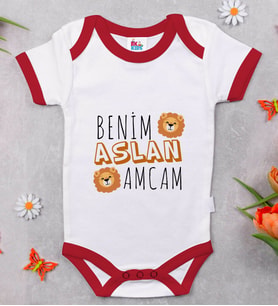 BK Kids Aslan Amcam Tasarımlı Kırmızı Bebek Body Zıbın-1