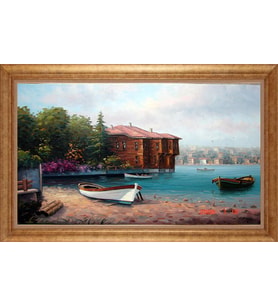 EV İŞYERİ OFİS İÇİN ALTIN ÇERÇEVELİ PASPARTULU TABLO S664