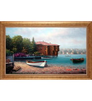 EV İŞYERİ OFİS İÇİN ALTIN ÇERÇEVELİ PASPARTULU TABLO S664