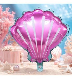 Lila Pembe Deniz Kabuğu Folyo Balon 52x54 CM Doğum Günü Parti Süsü