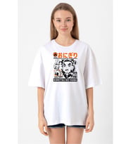 Demon Slayer Anime Super Yummy Beyaz Kadın Oversize Tshirt