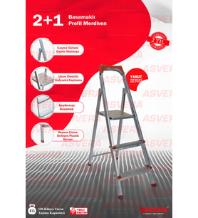 ASVERA 2+1 BASAMAKLI PROFİL MERDİVEN (Gri)