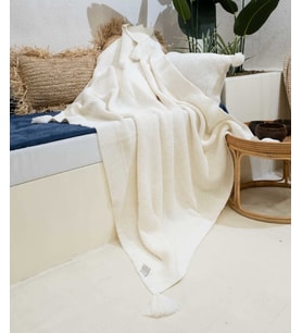 Koza Home Miel Krem Tek Kişilik Kenarı Ponponlu Battaniye 160x220 37101