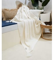 Koza Home Miel Krem Tek Kişilik Kenarı Ponponlu Battaniye 160x220 37101