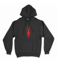 Kırmızı Renkli İnce Örümcek Siyah Kapşonlu Sweatshirt Hoddie