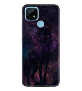 Realme C11 C21 C21Y C25Y C11 2021 Kılıf Desemli Silikon Black Purple Wolf 1791