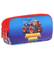 Kaukko Kids Kırmızı Mavi, Monster Truck, Erkek Çocuk Üç Bölmeli Okul Kalem Çantası - L8257 (Çok Renkli)