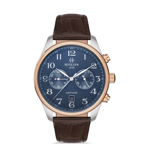 Hislon DT113T-11KR 44 mm Deri Kordonlu Erkek Kol Saati
