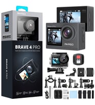 Akaso Brave 4 Pro Dual Screens 4K 30Fps Wi-Fi Aksiyon Kamera ve Süper Aksesuar Seti (Akaso Türkiye 2 Yıl Garantili)