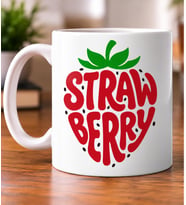 Strawberry Yazılı Çilek Desenli Meyve Severlere Hediye Porselen Kupa Bardak
